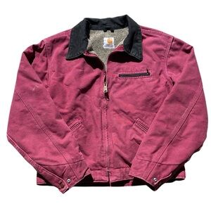 Carhartt Detroit Women Ruby Rose Pink Collared Sherpa Lined Jacket